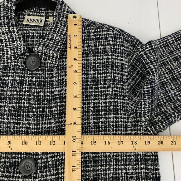Chicos Design Tweed Jacket Womens 0 US 4 / Small Black White Three-Button - Picture 7 of 8